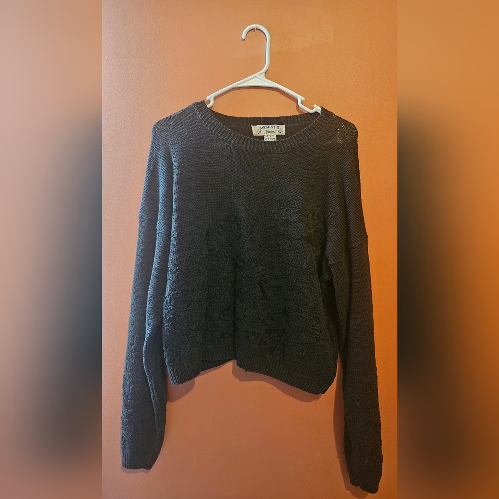 Vintage Floral Embroidered Sweater
